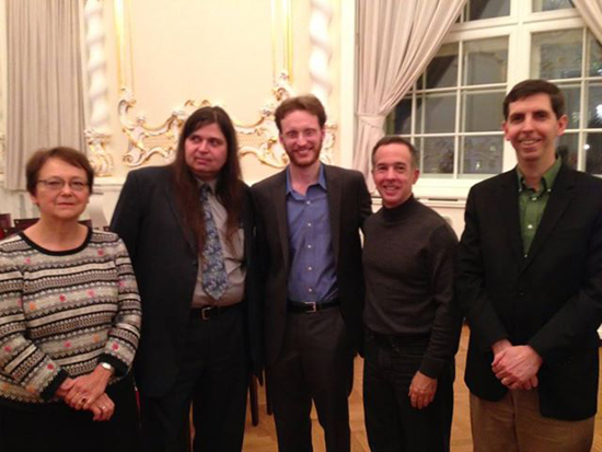 Eric Nathan (center) with some American fans following the performance of his ISCM commission