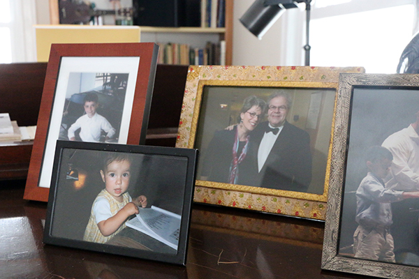 A group of framed photos of Melinda Wagner and members of her family