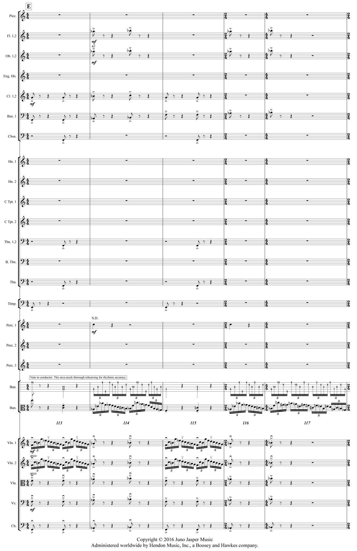 Excerpt from the full orchestral score of Béla Fleck's Juno Concerto