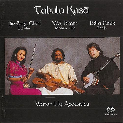 Béla Fleck, Vishwa Mohan Bhatt and Jie-Bing Chen on the cover of the CD Tabula Rasa
