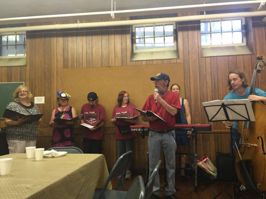 TOC playing a gig at People’s Baptist Church community meal, Providence 2016