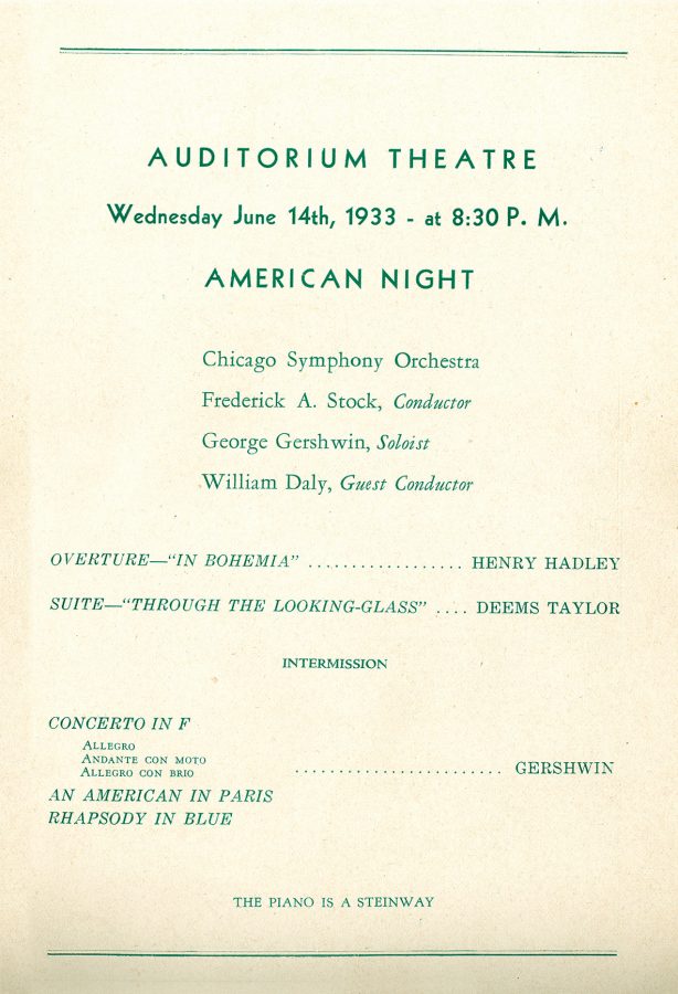 Chicago Symphony Orchestra program, June 1933